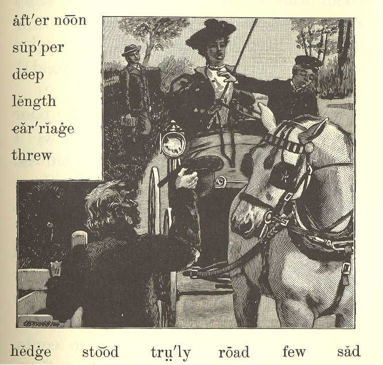 Woman and boy riding in carriage pulled by horse. Man in foreground holding gate open for carriage.