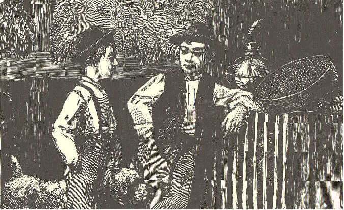 Two boys talking.