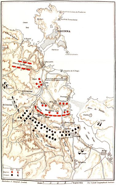 Map of battle of Corunna