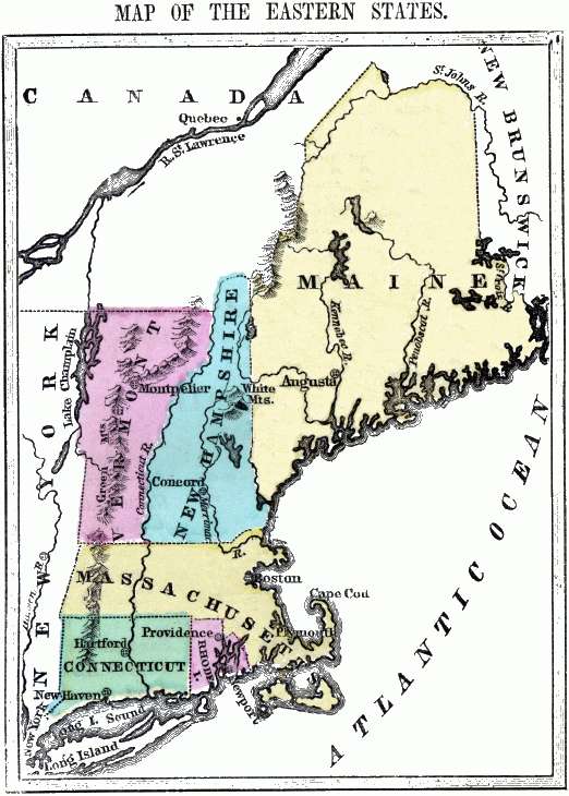 MAP OF THE EASTERN STATES. Flat map of the Eastern United States.