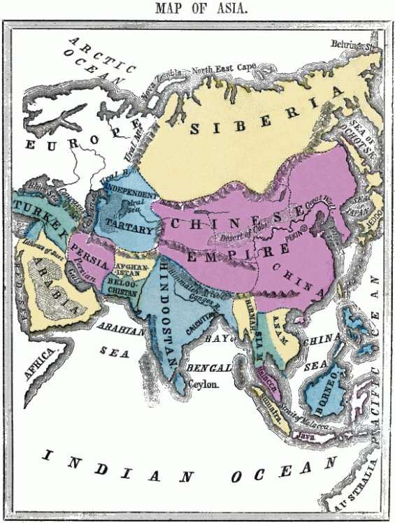 MAP OF ASIA. Flat map of Asia.