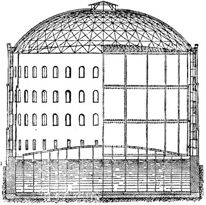  FIG. 1.&mdash;SECTION OF GASHOLDER AND HOUSE.