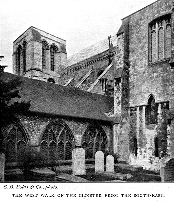 THE WEST WALK OF THE CLOISTER FROM THE SOUTH-EAST.
S.B. Bolas & Co., photo.