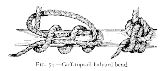 Illustration: FIG. 54.&mdash;Gaff-topsail halyard bend.