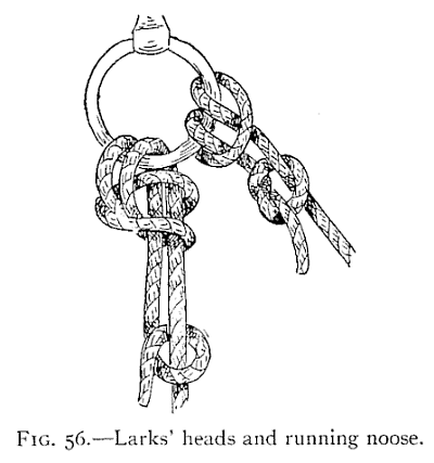 Illustration: FIG. 56.&mdash;Larks' heads and running noose.