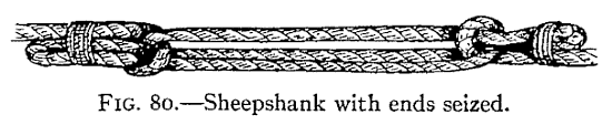 Illustration: FIG. 80.&mdash;Sheepshank with ends seized.