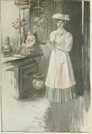 frontispiece, uncaptioned, Olivia in white, standing