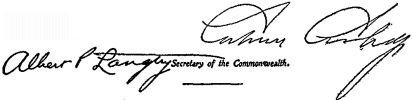 Signatures of Calvin Coolidge and Albert P. Langley