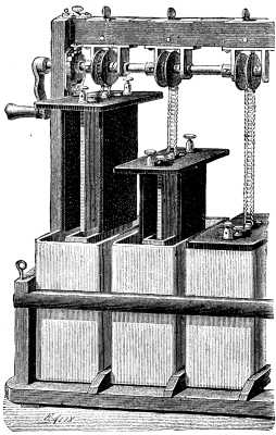  Fig. 2.&mdash;COURTOT'S ARRANGEMENT OF THE BICHROMATE PILE.