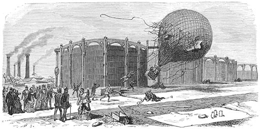 Ongeval bij het opstijgen van een ballon aan de gasfabriek van la Villette, op den 7 Maart 1869.