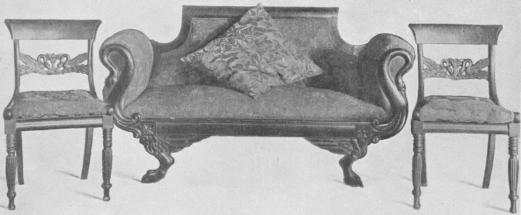 COLONIAL CHAIRS AND SOFA (BELONGING TO MRS. RUTH MCENERY
STUART)