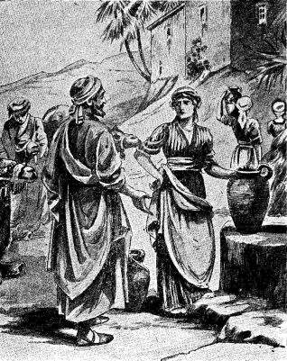 Meeting of Eliezer and the maiden who became Jacob's
mother.