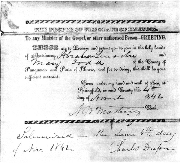 LINCOLN'S MARRIAGE LICENSE AND MARRIAGE CERTIFICATE.&mdash;NOW FIRST PUBLISHED.