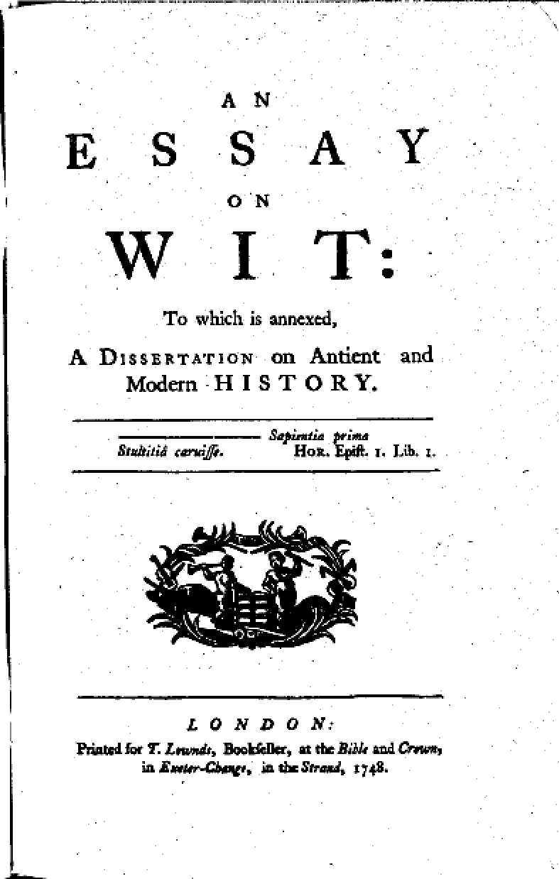Title page of An Essay On Wit