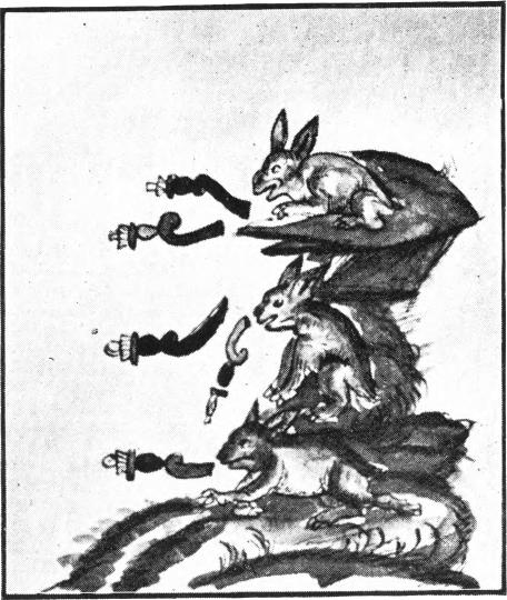 [Illustration: TOTOCHTIN, THE RABBITS, GODS OF THE DRUNKARDS. HYMN XVII.]