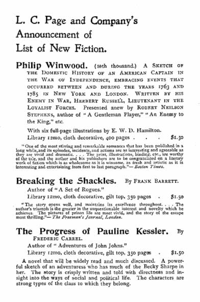 L.C. Page nd Company's Announcement of List of New Fiction, page 1