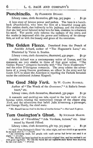 L.C. Page nd Company's Announcement of List of New Fiction, page 6