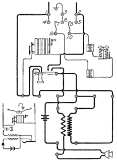 Illustration: Fig. 176. Circuit of Four-Party Station without Relay