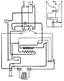 Illustration: Fig. 177. Circuit of Four-Party Station with Relay