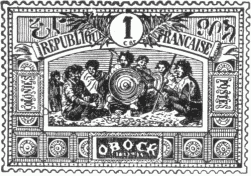 Stamp, "République Française Obock", 1 ct.