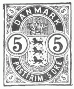 Stamp, "Danmark", 5 øre