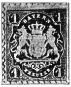 Stamp, "Bayern", 1 Kreuzer