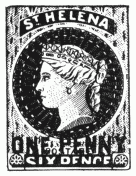 Stamp, "St. Helena", surcharged 1 penny