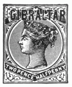 Stamp, "Bermuda", surcharged "Gilbraltar"