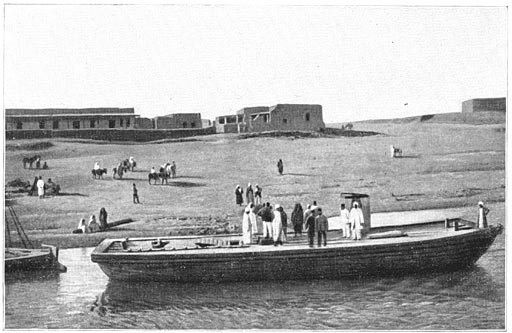 De boot voor Omdurman en de leemen huizen dier plaats.