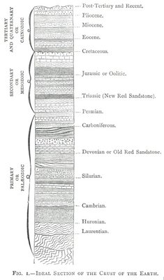 FIG. 1.&mdash;IDEAL SECTION OF THE CRUST OF THE EARTH.