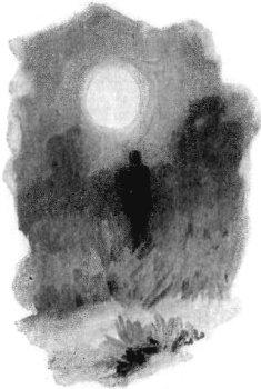 Man walking in moonlight
