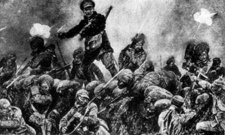 BRITISH INDIAN TROOPS CHARGING THE GERMAN TRENCHES AT
NEUVE CHAPELLE