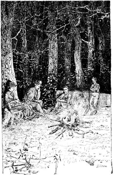 "The four sat in silence by the fire."
