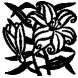 Black-and-white decorative mark showing a flower.