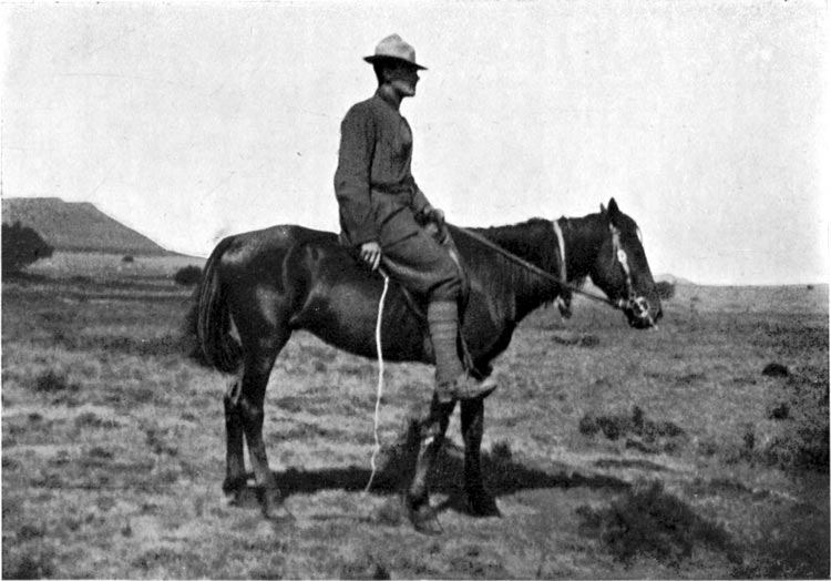 THE AUTHOR, AND A BASUTO PONY WHICH ASSISTED IN THE FIGHT AT SANNASPOST