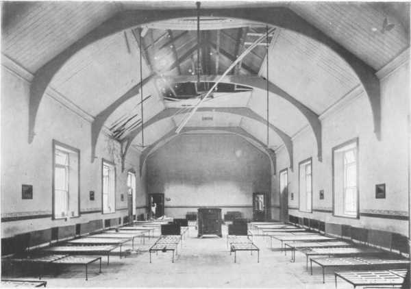 HOSPITAL IN TOWN HALL AFTER A SHELL