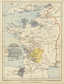 Map of France in the XIIIth and XIVth centuries.