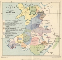 Map of Wales and the March at the end of the XIIIth century.