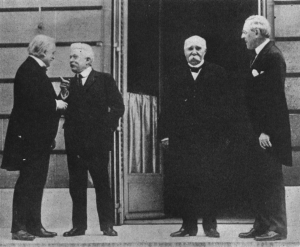 Premiers Lloyd George, Orlando and Clémenceau and President Wilson at Paris