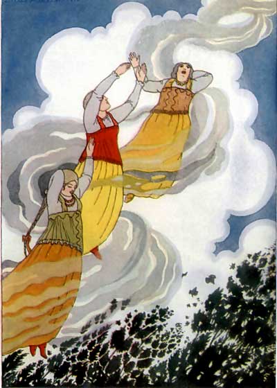 It caught up the princesses and carried them up into the air. It caught up the princesses and carried them up into the air.