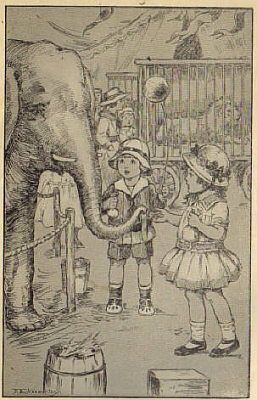 BUNNY AND SUE FED THE ELEPHANTS.