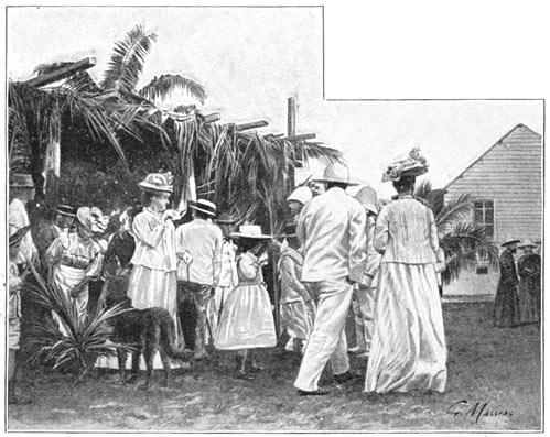 De fransche kolonie te Port-Vila.