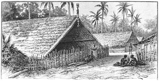 Inboorlingenhut op de Salomons-eilanden.
