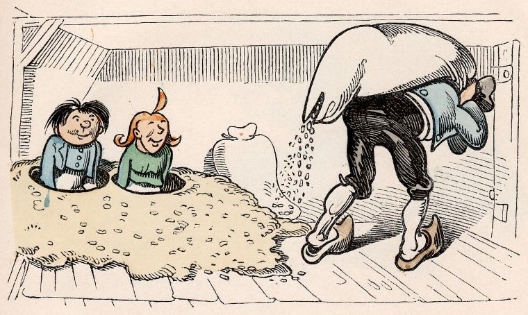 Die Säcke rinnen Die Säcke rinnen