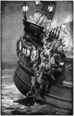 The pirates climbed up the sides of the man-of-war as if they had been twenty-nine cats.--Frontispiece.