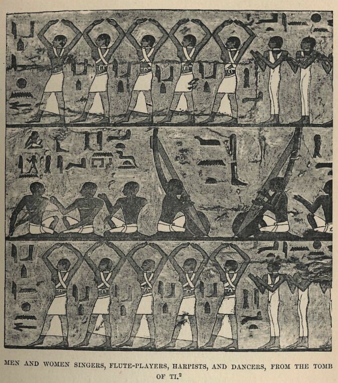 051.jpg Men and Women Singers, Flute-players, Harpists, And Dancers, from the Tomb of Ti 