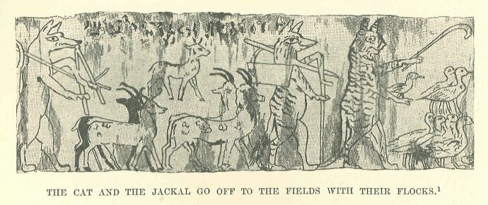 357.jpg the Cat and The Jackal Go off to The Fields With
Their Flocks 
Drawn by Faucher-gudin, from Lepsius.
