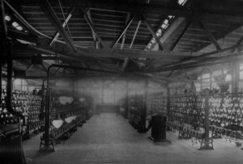 ON THE TESTING-RACKS OF THE MANUFACTURER OF INCANDESCENT FILAMENT LAMPS