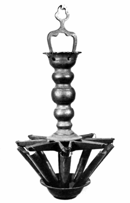 A TYPICAL METAL MULTIPLE-WICK OPEN-FLAME OIL-LAMP