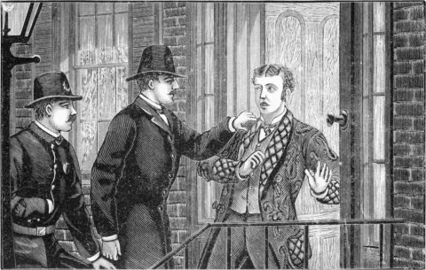Everman quietly placed his hand upon the young man's
shoulder, and informed him that he was wanted at police headquarters.